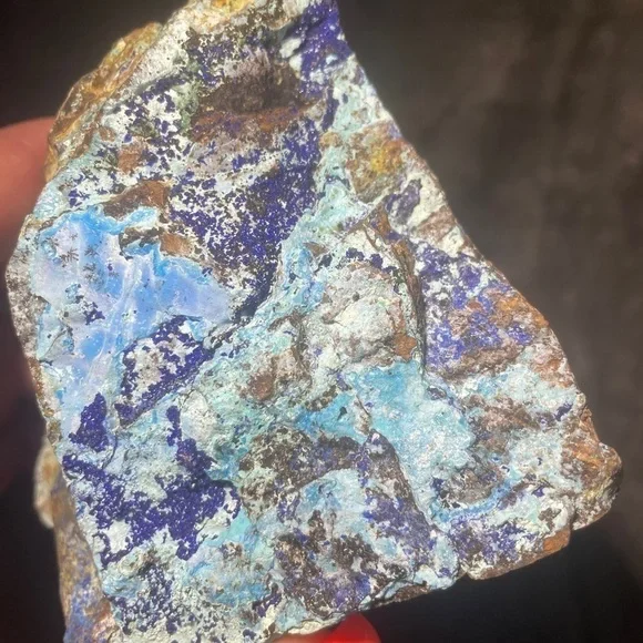 Raw crystal- mineral- chrysocolla LARGE.            5”x4”x2.5” w/ AZURITE - Picture 3 of 7